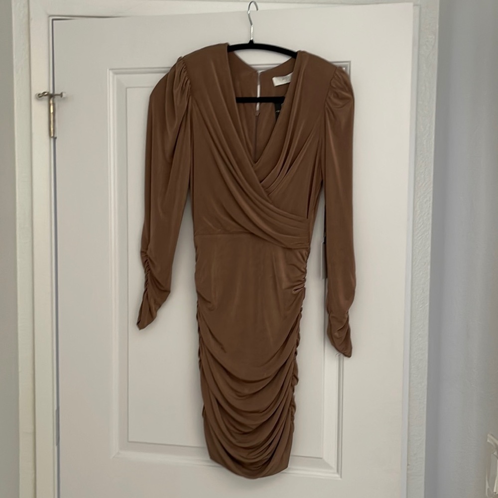 Astr rouched slinky brown dress